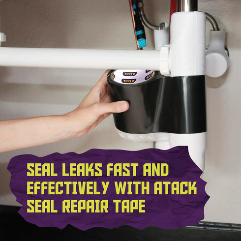 ATack Waterproof Patch and Seal Tape, Black, 4 Inches x 10 Feet for Leak Repair on Pipes & Roof