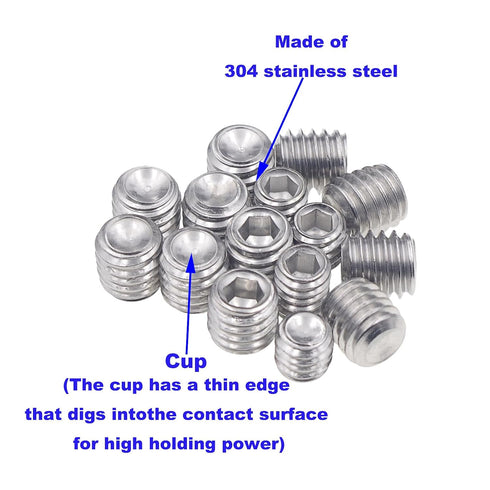 4-40 to 3/8"-16 Stainless Steel Internal Hex Drive Cup-Point Set Screws Assortment Kit