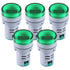 AITRIP 5PCS Digital DC Voltmeter LED Display Voltage Meter 20-500V Monitor with Green Indicator Round Lamp