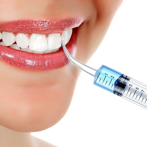 Nuanchu 8 Pieces Dental Syringe Irrigation, 12 ml with Curved Tip & Straight Tip, Disposable Mouthwash Cleaner for Oral