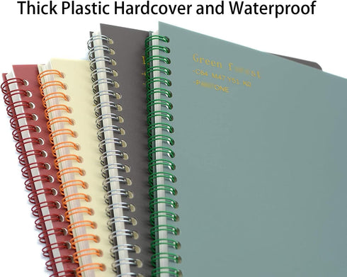 Yansanido 4 Pcs A5 Spiral Notebook, 8.3 Inch x 5.9 Inch, Thick Plastic Hardcover, 80 Sheets - 160 Pages