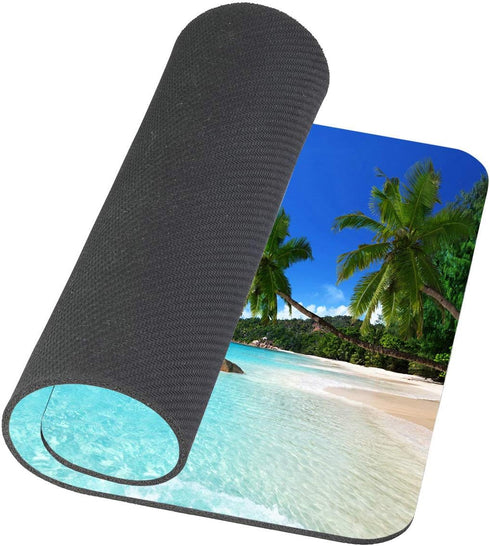 Ocean Mouse Pad, ANSE Lazio Beach at Praslin Island Surfing Scenic View Rectangle Non-Slip Rubber Mousepad