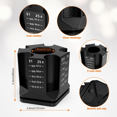 Coin Counter Coin Sorter, Creative 2 in-1 Desk Organizer, 360° Rotatable Coin Sorter & Pen Holder