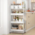 4-Tier JIUYOTREE Plastic Rolling Storage Cart Utility Cart with Extra Hanging Cups Handles Lockable Wheels for Living