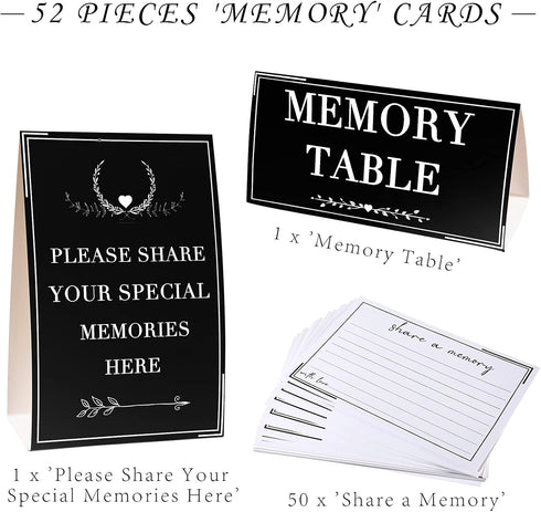 Outus 52 Pieces Share a Memory Cards Celebration of Life Decorations Memory Cards for Funeral, Wedding, Bridal Shower