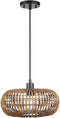 GLOBE Electric x Novogratz 61063 1-Light Pendant Light Fixture, Rattan Shade, Black