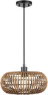 GLOBE Electric x Novogratz 61063 1-Light Pendant Light Fixture, Rattan Shade, Black