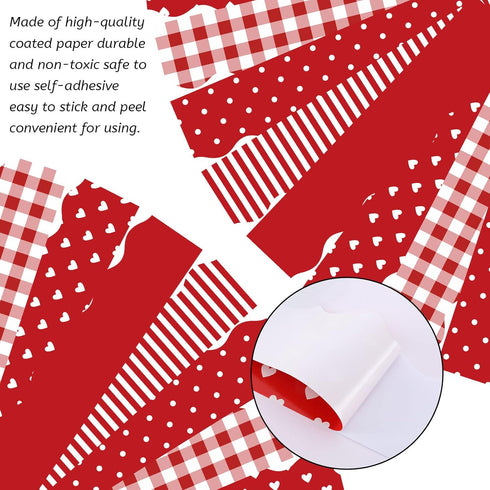 Whaline 69 Feet Valentine's Day Bulletin Board Borders, 60 Pieces in 5 Styles, Heart Plaid Spot Stripe for Decoration