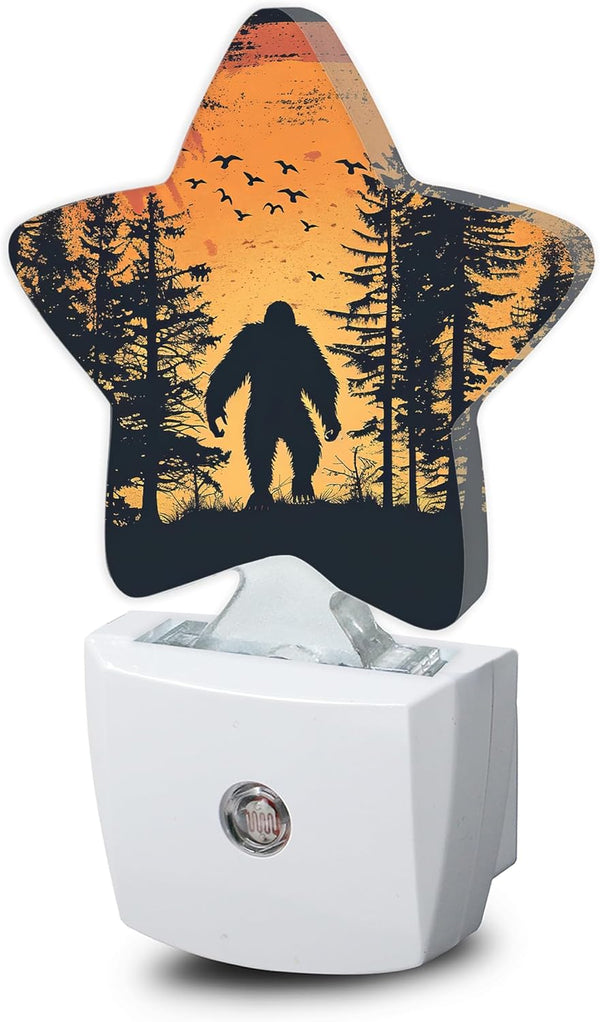 Big Foot Forest Night Light,Sunset Landscape Plug-in Star Night Lights with Dusk-to-Dawn