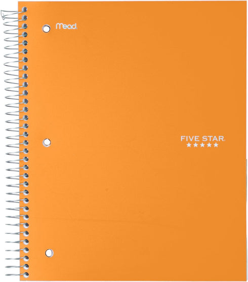 Five Star Spiral Notebooks, 3 Subject, Wide Ruled, 150 Sheets, 10-1/2" x 8", Assorted Colors, 6 Pack (73449)