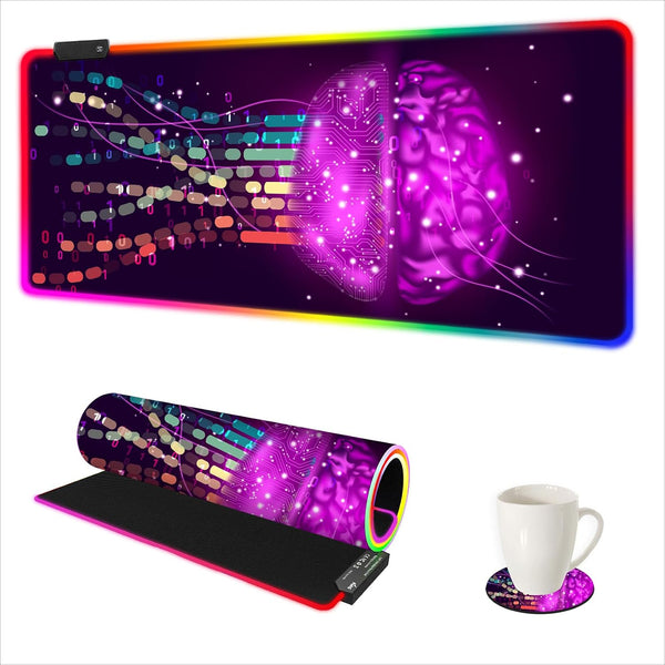 ARTSO Purple RGB Gaming Mouse Pad, XXL Large Extended Glowing Led Keyboard Mat,
