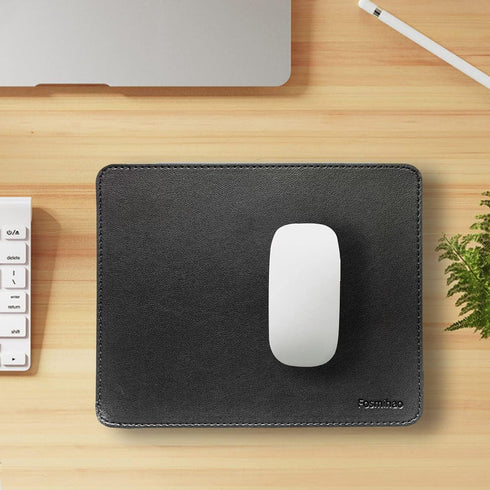 Leather Mouse Pad - Double Side Wood Mouse Pad, Waterproof Ultra Thin with Stitched Edge, 10.2 x 8.3 Inch, 1 Pack