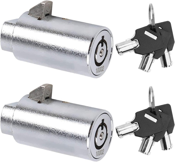 Tubular Key Lock for Vending Machines, Zinc Alloy, Chrome, 2 Pack