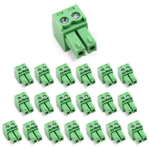 20 pcs 2 Pin KF2EDG 3.81mm/0.15" Pitch Pluggable PCB Angle Screw Terminal Block Plug Connector Socket
