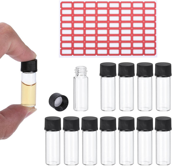 PATIKIL 2ml Clear Glass Vials, 12 Pack Sample Vials with Screw Cap, Leak-Proof Liquid Sample for Lab