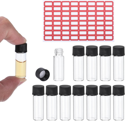 PATIKIL 25 Pack 2ml Clear Glass Vials, Sample Vials with Screw Cap, Leak-Proof Liquid Sample Glass Vial for Lab
