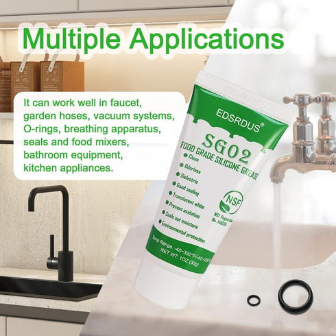 SG02 1OZ Food Grade Silicone Grease Waterproof Plumbers Grease for Valve Sealant Faucet O Rings Garden Hoses