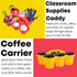 6 Pack 6 ALINK Classroom Caddy Storage Basket with Handle, Plastic Drink Cup Caddy Holder, Compartments for Kids