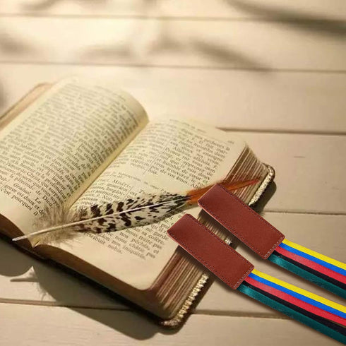 Chris.W 3Pack Ribbon Bookmarks for Bible, 5-Page Ribbon Markers with Artificial Leather and Colorful Ribbons
