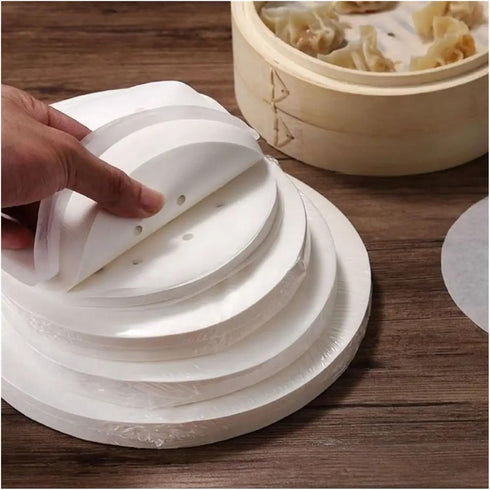Generic 100Pcs Tools(8in) Steamed Paper Buns Pastries Non-stick Dim Sum Bread Bakery Restaurant Kitchen Cooking