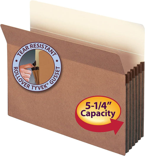 Smead File Pocket, Letter Size, Straight-Cut Tab, 5-1/4" Expansion, Redrope, 10 per Box (73234)