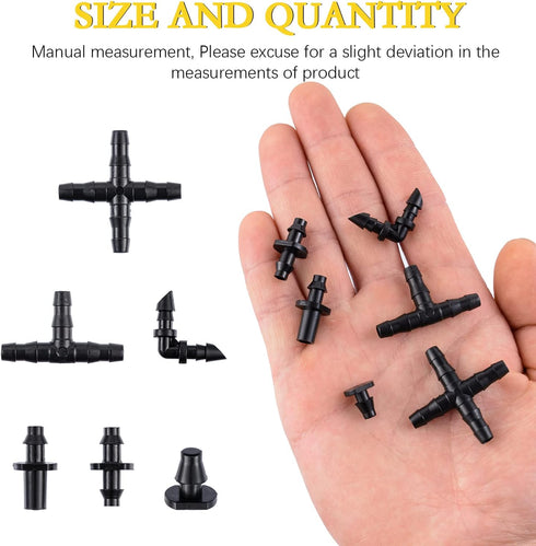 280 Pcs Barbed Connectors Irrigation Fittings Kit for Drip Irrigation 1/4'' Tubing for Garden Lawn