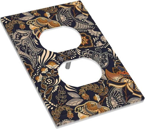 1 Outlet Covers Paisley Pattern Flower Cashew Flower Plant Gang Duplex Electrical Receptacle Faceplate Light Switch