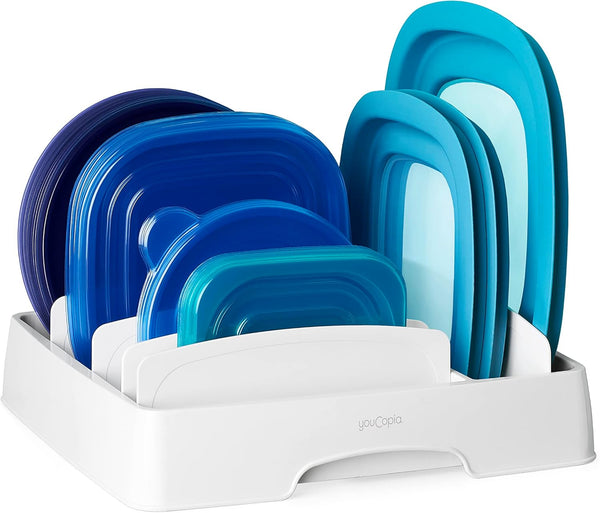 YouCopia StoraLid Adjustable Food Container Lid Organizer for Kitchen Cabinet Storage, Medium