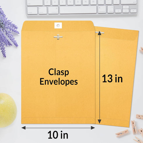 SUNEE 10x13 Clasp Envelopes, 20 Count Brown Kraft with Clasp Closure for Home, Office, or School