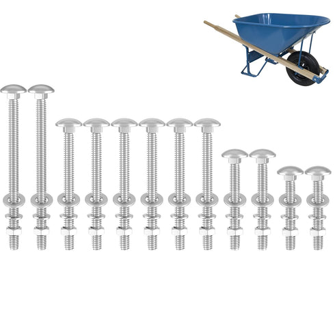 Wheelbarrow Handles Bolt Kit, Replacement Carriage Bolts and Nuts, 5/16 Stainless Hardware Kit - 12 Pack