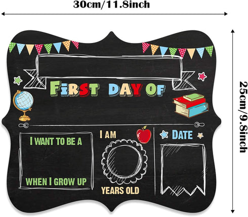 Sumind 2 Pcs Double Sided Chalkboard Sign, 11.8 x 9.8 Inches, First and Last Day of School Reusable Photo Prop