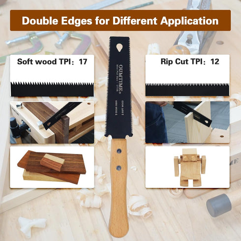 Mini Hand Saw 6 Inch Japanese Pull Saw, Double Edges Flush Cut Saw for Woodworking Tools