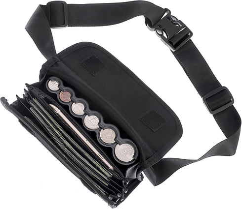 BSTKEY US Coin Holder Coin Dispenser, Fanny Pack with Banknote Waiters Purse Coin