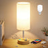 Dicoool Touch Bedside Table Lamp with USB - 3 Way Dimmable Wood