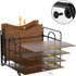 Black Desk File Organizer, 4-Tier Wood Organizers with 5 A4 File Folders, Letter Size for Office, School, Home