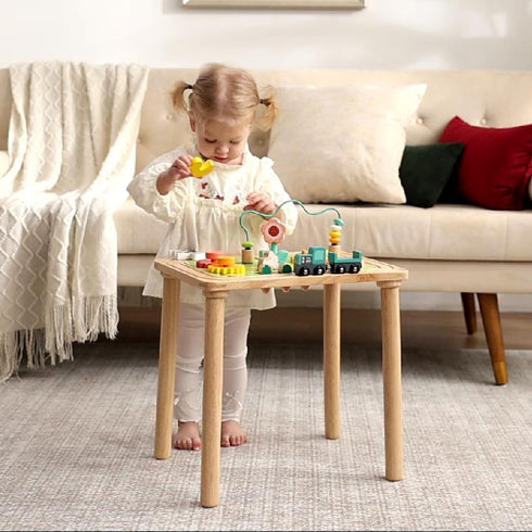 wiqins 3-in-1 6-36 Baby Activity Table for Months Old Kids Wooden Activity Center Sensory Play Table for Toddlers