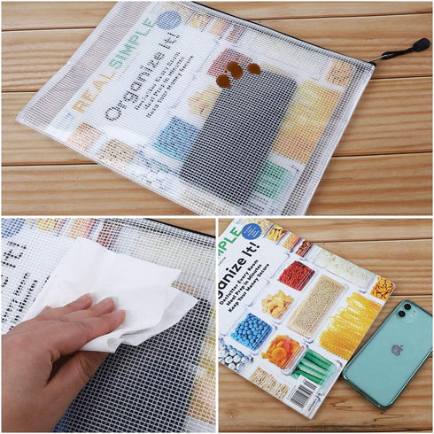 EOOUT 24pcs Mesh Zipper Pouch Bags, Plastic Zipper Bag for Organizing, 13.5x9.5 Inches Letter Size, A4 Size for Office