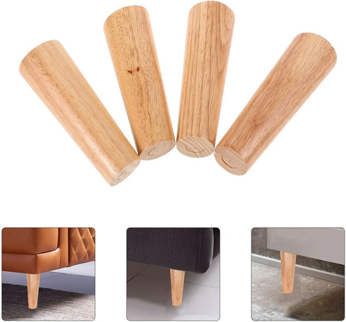 4pcs 15cm Zerodeko Solid Wood Furniture Legs for Sofa Chair Cabinet Support, Oak Color Replacement Parts for Coffee