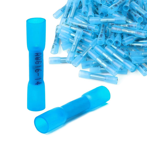 140pcs 16-14 Gauge Heat Shrink Butt Connectors, Marine Grade Insulated Butt Splice, Waterproof Pre-Insulated Wire Crimp
