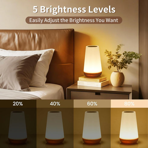 Dimmable Night Light, Touch Bedside Table Lamp, Remote Control Desk Lamp with RGB Color Changing, Portable Table