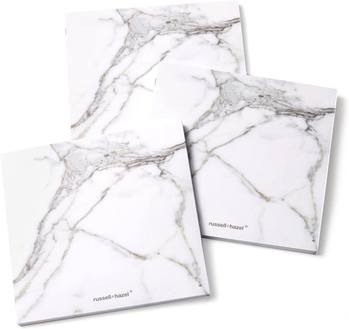 russell+hazel Memo Sticky Notes - Office Supplies, Marble Design, 4” x 4”, 6 Pads, 50 Sheets Each