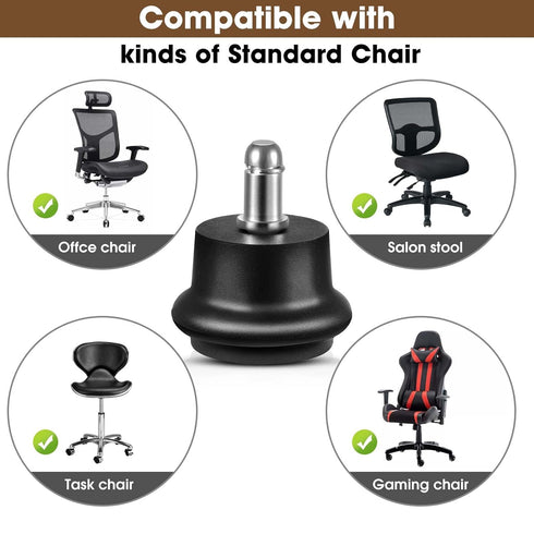 Bell Glides Replacement Caster Wheels for Office Chair or Stool, Fixed Stationary Castors (Bell Glides Short)