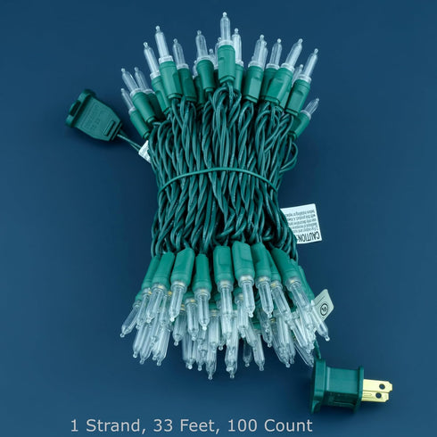 SWEET SHINE 100 33 T5 Warm White One-Piece LED Christmas Lights, ft Green Cord High Waterproof UL Certified Outdoor