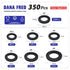 350pcs Black Nylon Flat Round Washer Spacer Assortment Kit - 7 Sizes M2-M8, Countersunk Plastic Gasket Rings