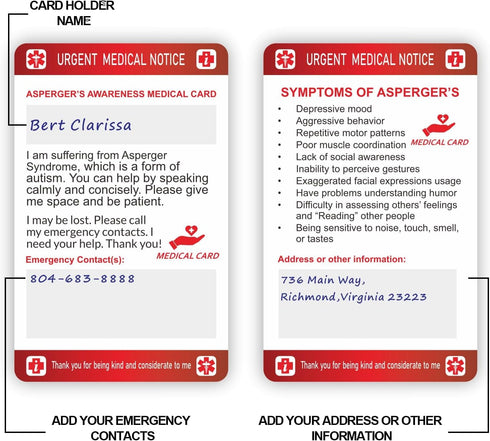 2set Postural Tachycardia Syndrome (PoTS) Awareness Medical Card with Writable Panel and Patterned Lanyard Emergency