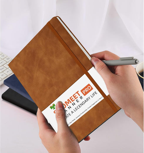 Lined Journal Notebook, 200 Pages, A5 College Ruled, Leather Hardcover, Thick Classic with Pen Loop, Brown