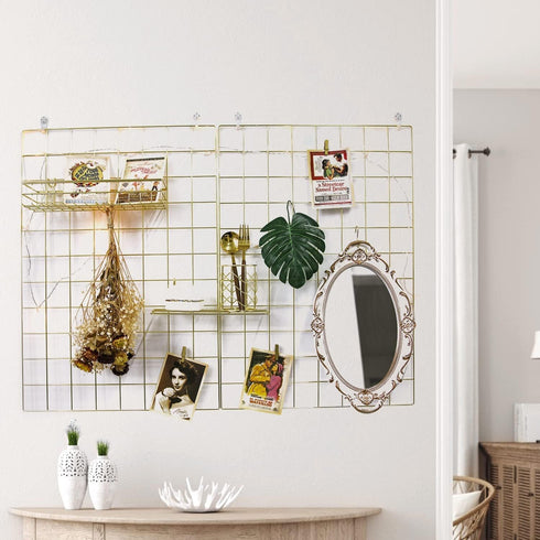 Grid Wire Board for Memo Picture Panel, Wall Decoration for Room Office, Photo Hanging Art Display Organizer