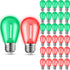 JAHEKS 30-Pack Red Green String Light Bulbs, S14 LED Replacement Bulbs for Outdoor