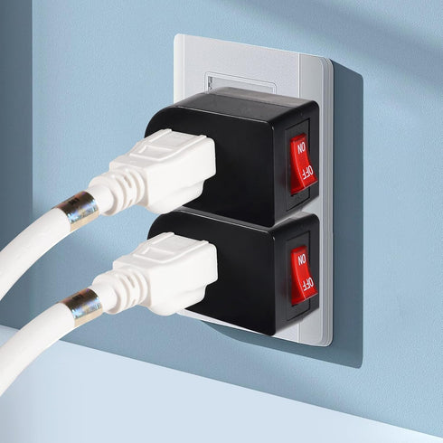 Grounded Outlet with ON Off Switch (2 Pack), Single Power Adapter Outlet Switch, 15A 1875W/3 Prong Plug
