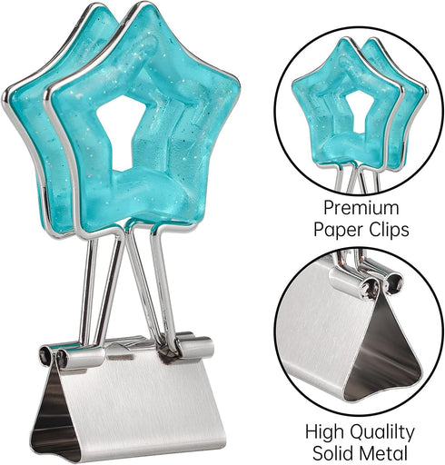Star Shape Medium Paper Clips, Binder Clips, Easy Grip, Assorted Color, School Office Supplies, 10 Pcs